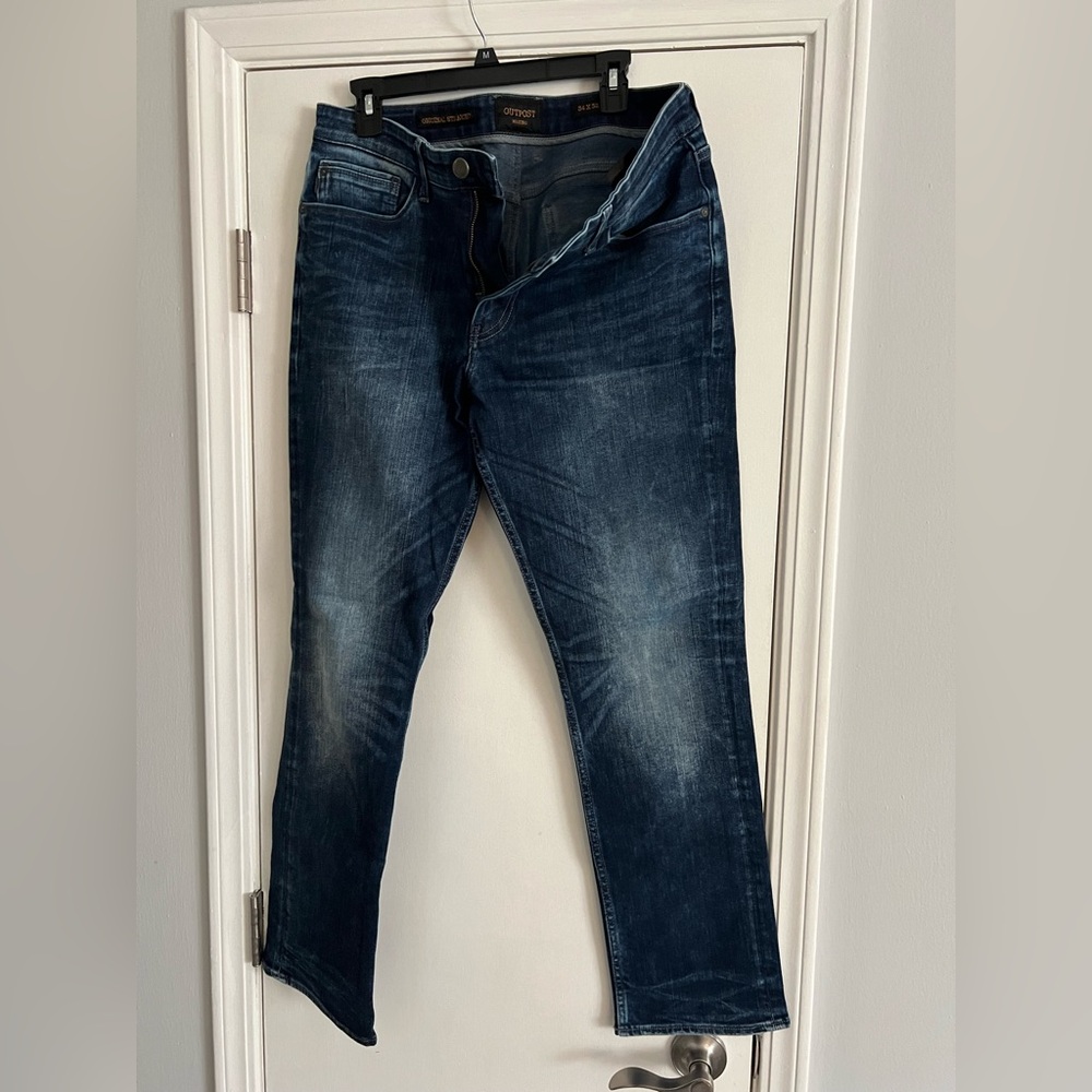 Slim Straight Men's Jeans in Washed Dark Blue